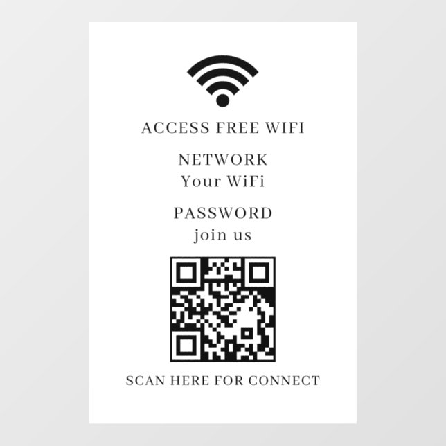 WiFi QR Code Connect Network Wall Decal (Front)
