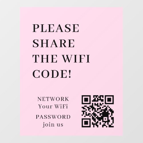 WiFi QR Code Connect Network Wall Decal