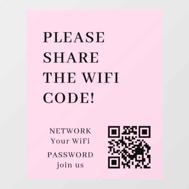 WiFi QR Code Connect Network Wall Decal (Front)