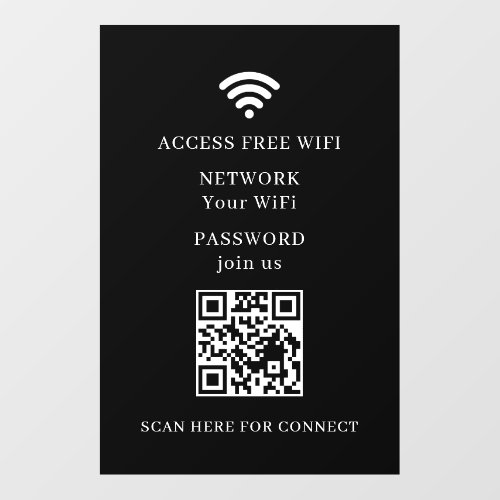 WiFi QR Code Connect Network Wall Decal Sign