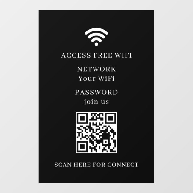 WiFi QR Code Connect Network Wall Decal Sign (Front)