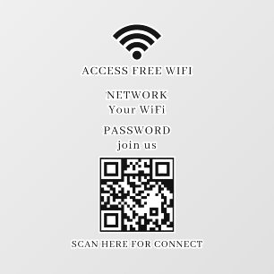 WiFi QR Code Connect Network Window Cling Vinyl 