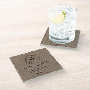 WiFi QR Code Display for Business & Hotels Glass Coaster