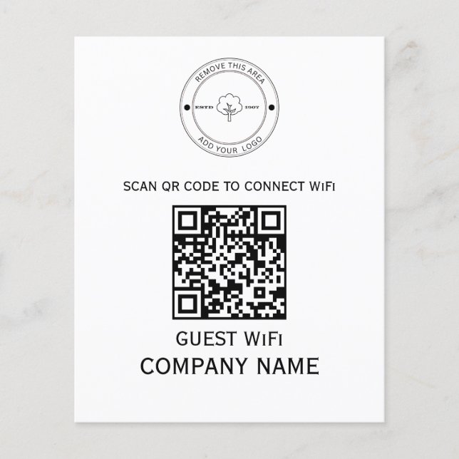 Wifi QR Code Password and Network Name White Flyer (Front)