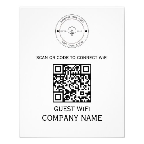 Wifi QR Code Password and Network Name White Flyer