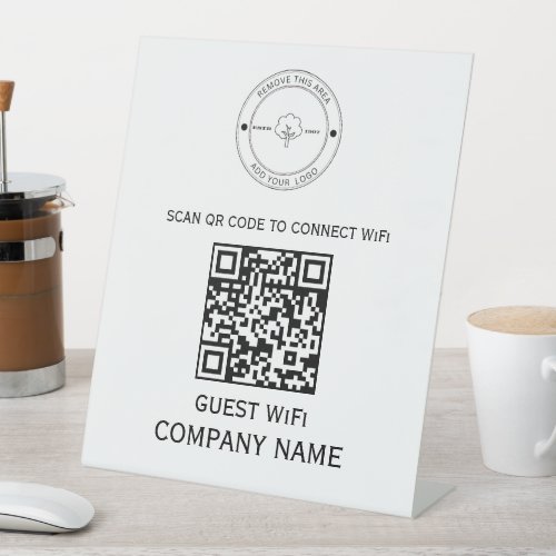 Wifi QR Code Password and Network Name White Pedestal Sign