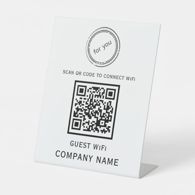 Wifi QR Code Password and Network Name White Pedestal Sign (Front)