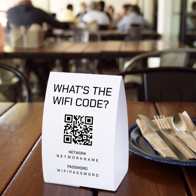 Wifi QR Code Password and Network Personalized  Paper Table Tent (Insitu(Restaurant))