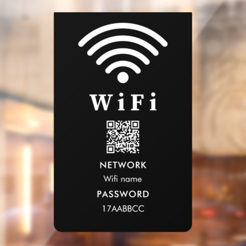 Wifi QR Code Password  Scan To Connect Black Window Cling