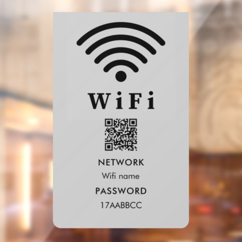Wifi QR Code Password  Scan To Connect Grey Window Cling