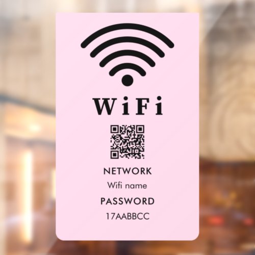 Wifi QR Code Password  Scan To Connect Pink Window Cling