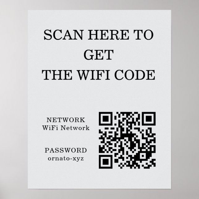 WiFi QR Code Poster Gray – Scan for Access (Front)