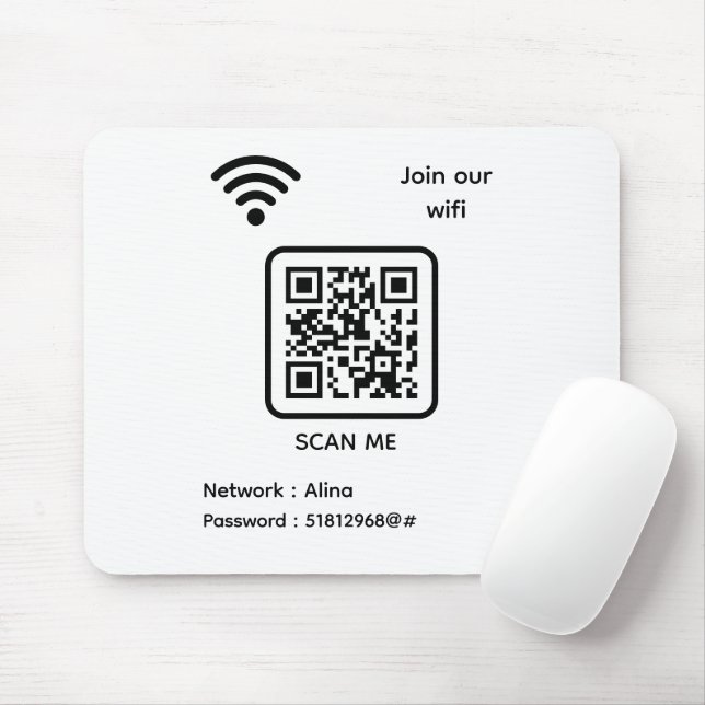WiFi QR Code Scan Me Join Our Wifi Password Mouse Pad (With Mouse)