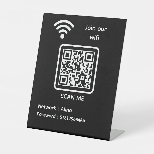 WiFi QR Code Scan Me Join Our Wifi Password Pedestal Sign (Front)