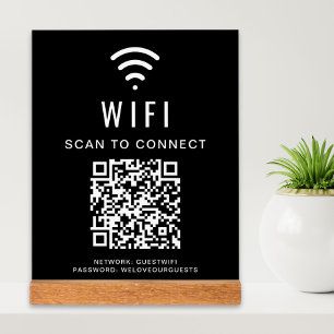 Wifi QR Code Scan To Connect Black Acrylic Sign
