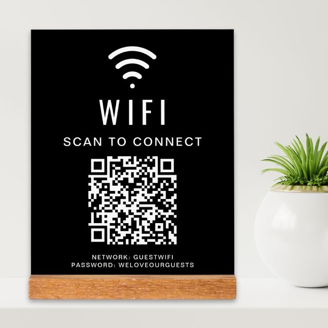 Wifi QR Code Scan To Connect Black Acrylic Sign (Creator Uploaded)