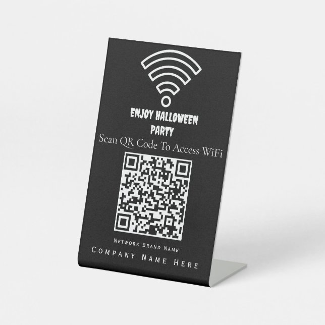 Wifi QR Code Scan To Connect Black Pedestal Sign (Front)