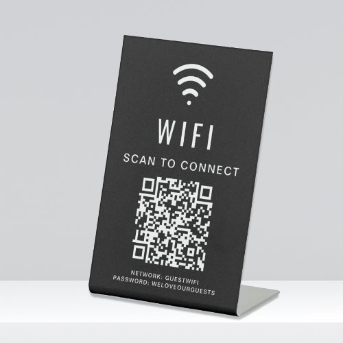 Wifi QR Code Scan To Connect Black Pedestal Sign