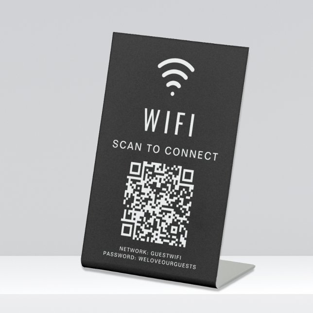 Wifi QR Code Scan To Connect Black Pedestal Sign (Creator Uploaded)