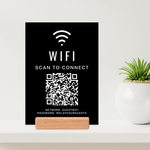 Wifi QR Code Scan To Connect Black Sign Holder