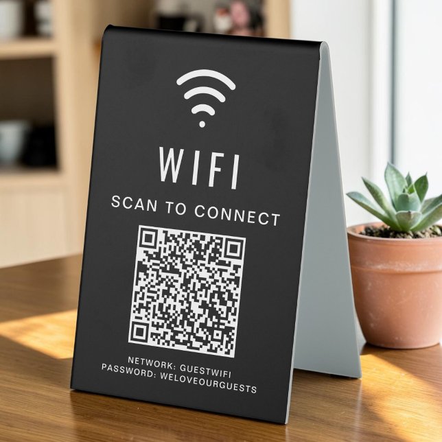 Wifi QR Code Scan To Connect Black Table Tent (Wifi QR Code Scan To Connect Black Table Tent)