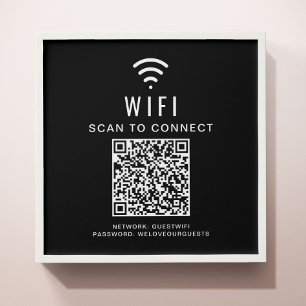 Wifi QR Code Scan To Connect Black Wall Peel And Stick Photo Tile