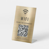 Wifi QR Code Scan To Connect Gold Pedestal Sign | Zazzle