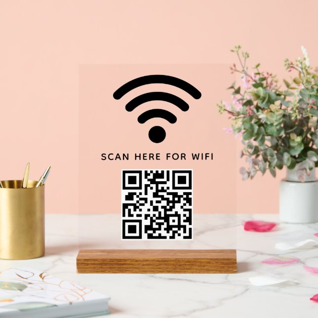 Wifi QR Code Scan to Connect Self Adhesive  Acrylic Sign (Wedding)