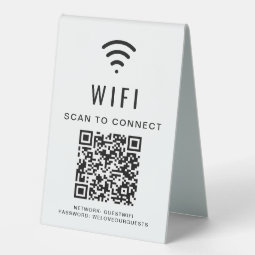 Wifi QR Code Scan To Connect Table Tent Sign | Zazzle