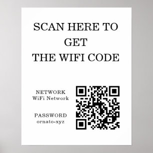WiFi QR Code White Poster – Scan for Access