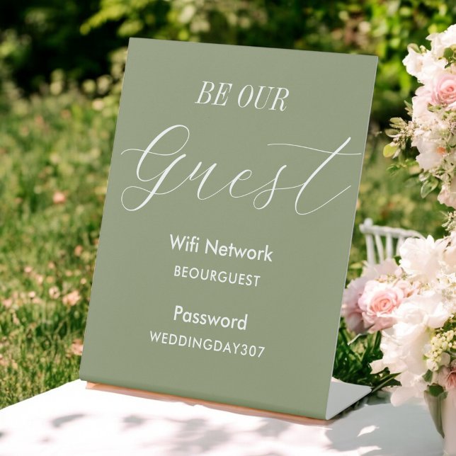 WiFi Sage Green Be Our Guest Wedding  Pedestal Sign (Creator Uploaded)