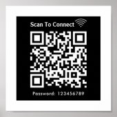 Wifi Scan To Connect Password Qr Code Black Poster | Zazzle