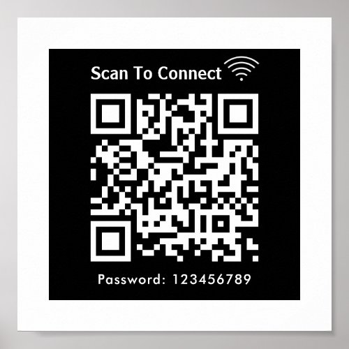 Wifi Scan To Connect Password Qr Code Black Poster