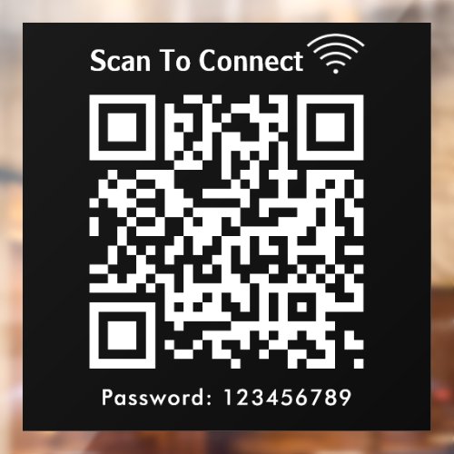 Wifi Scan To Connect Password Qr Code Black Window Cling