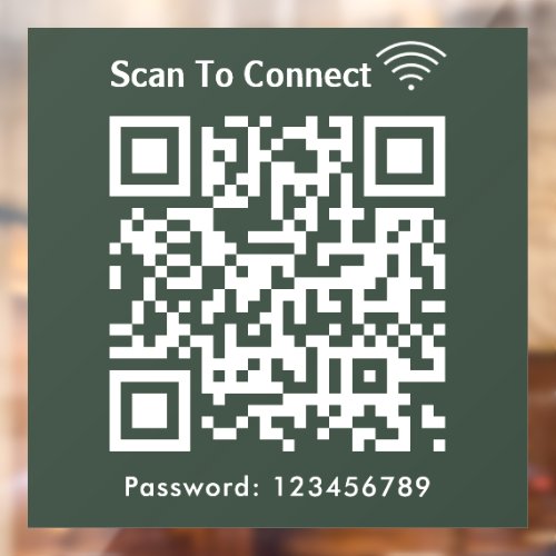 Wifi Scan To Connect Password Qr Code Forest Green Window Cling