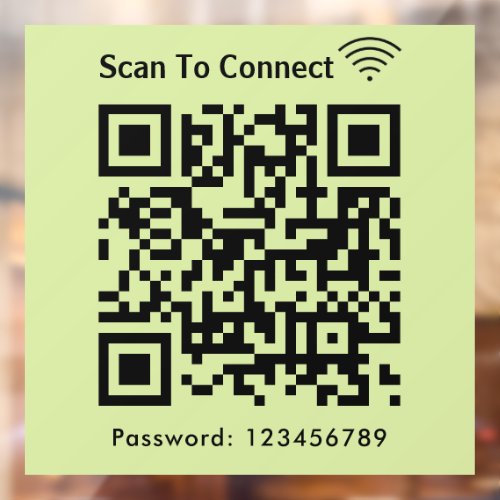Wifi Scan To Connect Password Qr Code Lime Green Window Cling