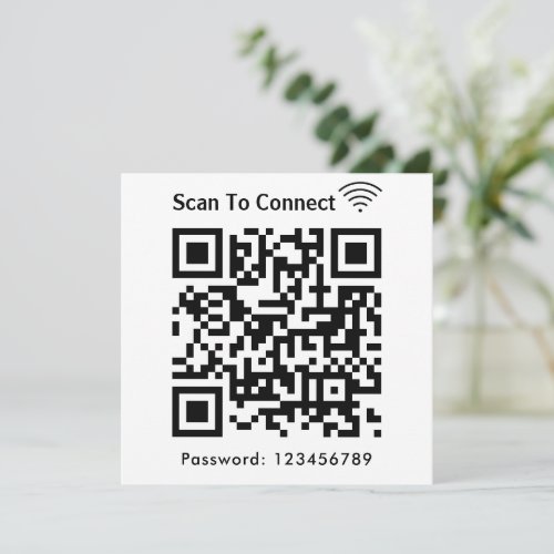 Wifi Scan To Connect Password Qr Code White Invitation