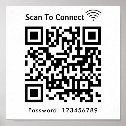 Wifi Scan To Connect Password Qr Code White Poster