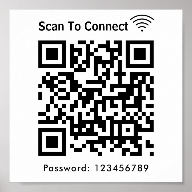 Wifi Scan To Connect Password Qr Code White Poster (Front)