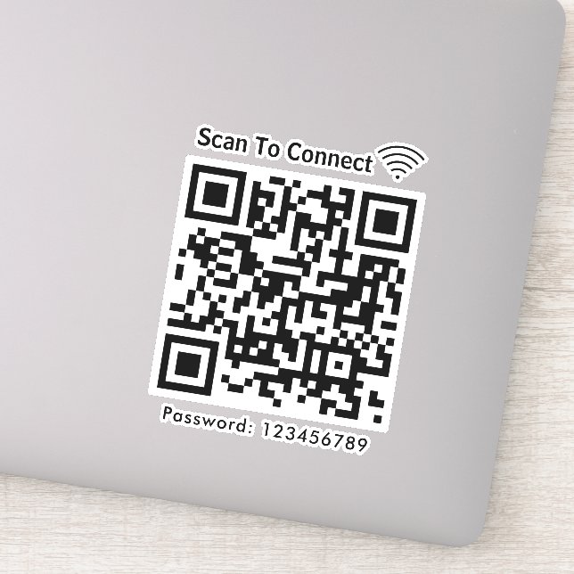 Wifi Scan To Connect Password Qr Code White Sticker (Detail)