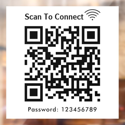 Wifi Scan To Connect Password Qr Code White Window Cling
