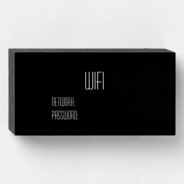Wifi Sign Black Wood Box Minimal (Front Horizontal)