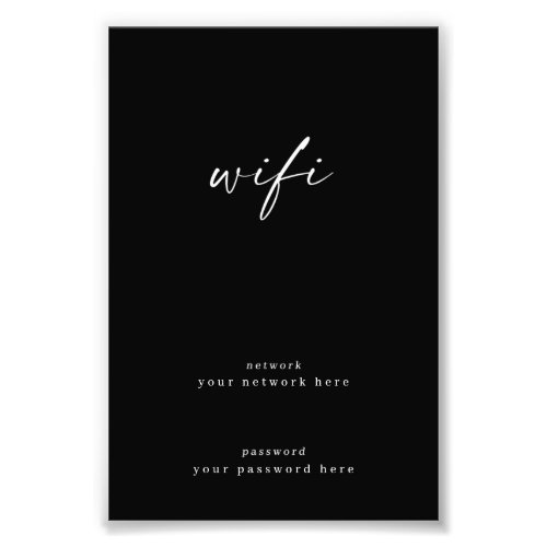 Wifi Sign for Guest Room 4x6 Framable