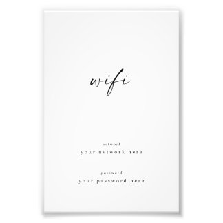 Wifi Sign for Guest Room 4x6 Framable