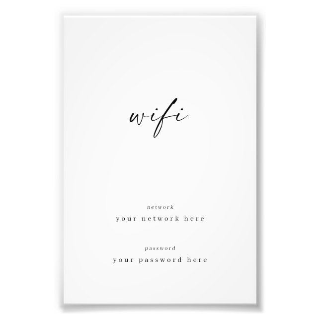 Wifi Sign for Guest Room 4x6 Framable (Front)