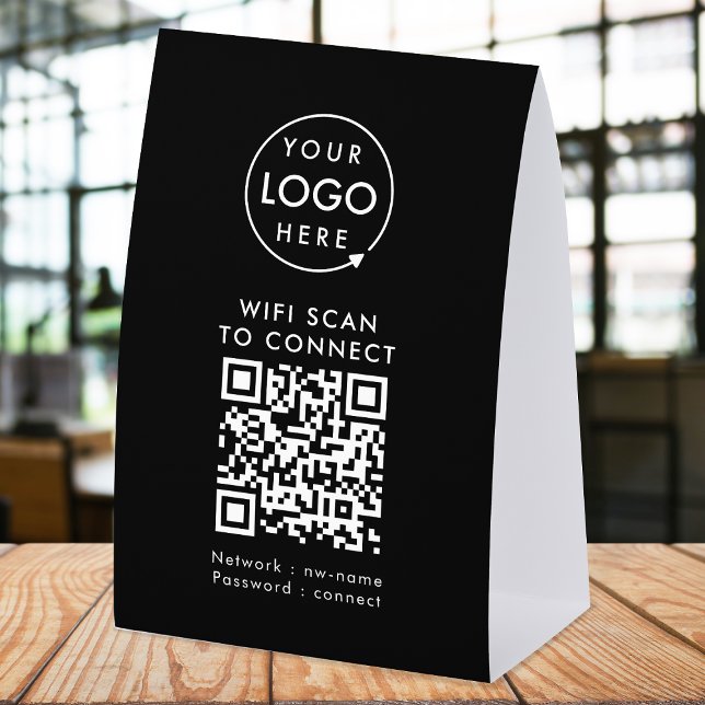  WiFi Table Tent | Network QR Paper Tabletop Sign (Company branded WiFi paper table tent signs with QR code, connecting users seamlessly to your Wi-Fi.)