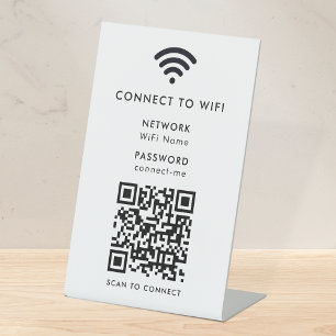 WiFi Tabletop Sign   QR Code Scan Connect Network 