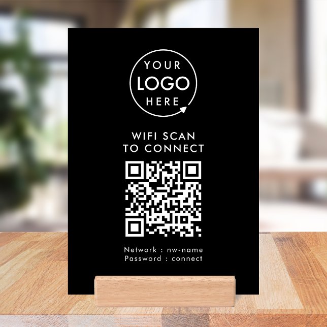  WIFI Tabletop Sign | QR Code Scan to Connect Holder (Company branded WiFi tabletop signs with QR code, connecting users seamlessly to your Wi-Fi.)