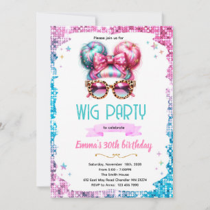 Wig party invitation 