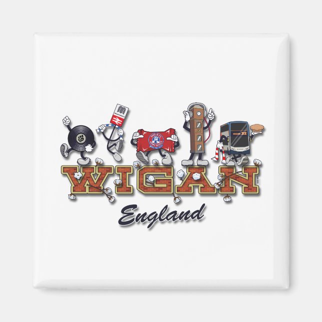 Wigan cartoon characters magnet (Front)